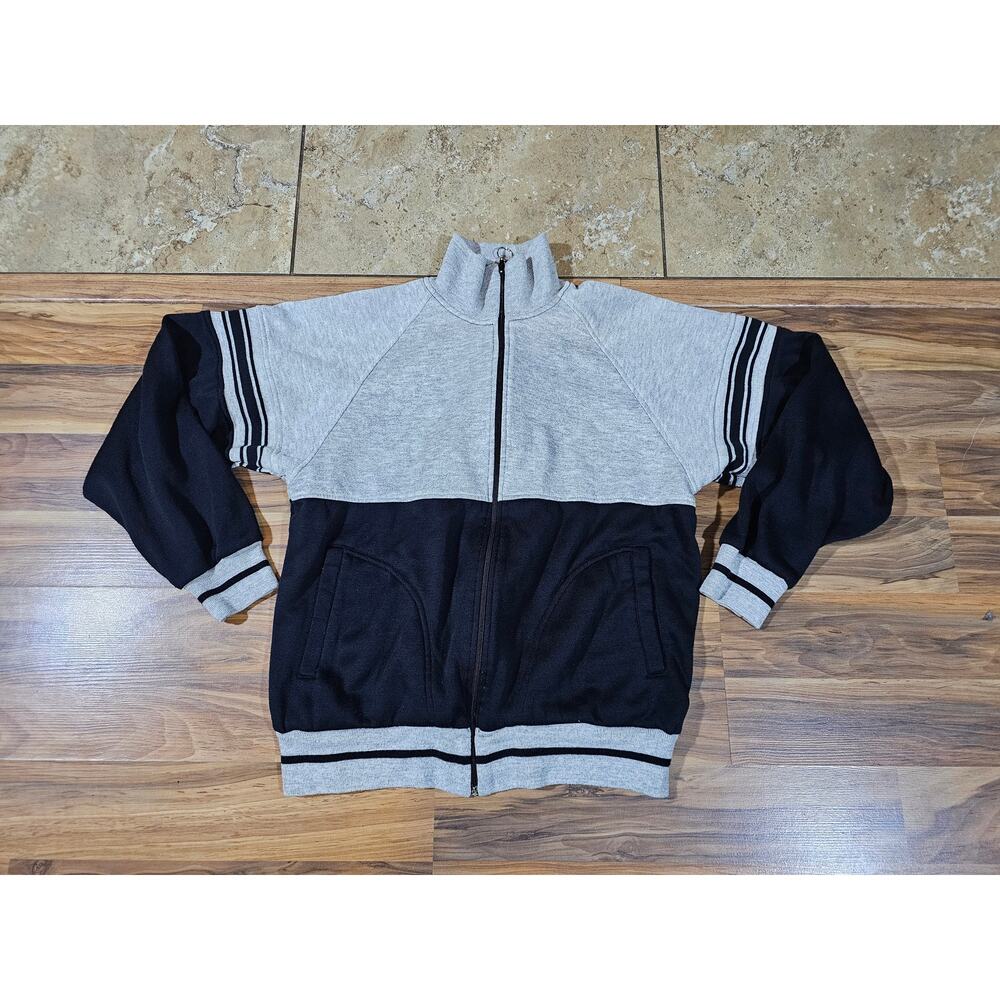 J Blair Sweatshirt Style Track Jacket Black Gray Sz M-L 90s